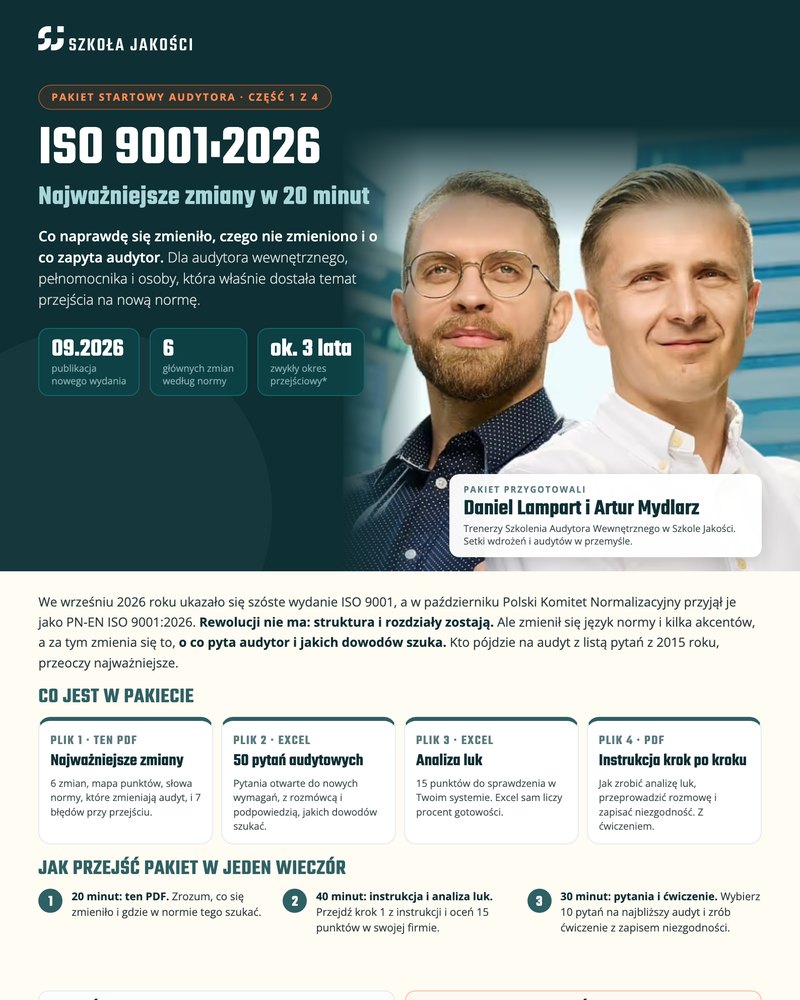 Najważniejsze zmiany w ISO 9001:2026 z pakietu startowego